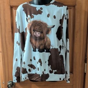 Adult Cow Print Long Sleeve Shirt